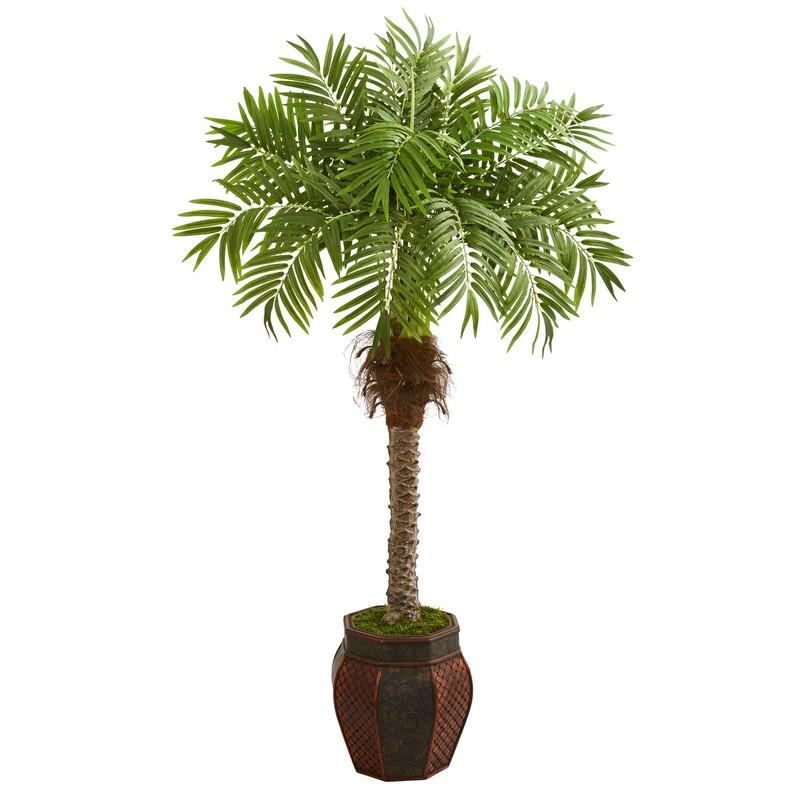62" Robellini Palm Artificial Tree In Decorative Planter 9426 By Nearly Natural