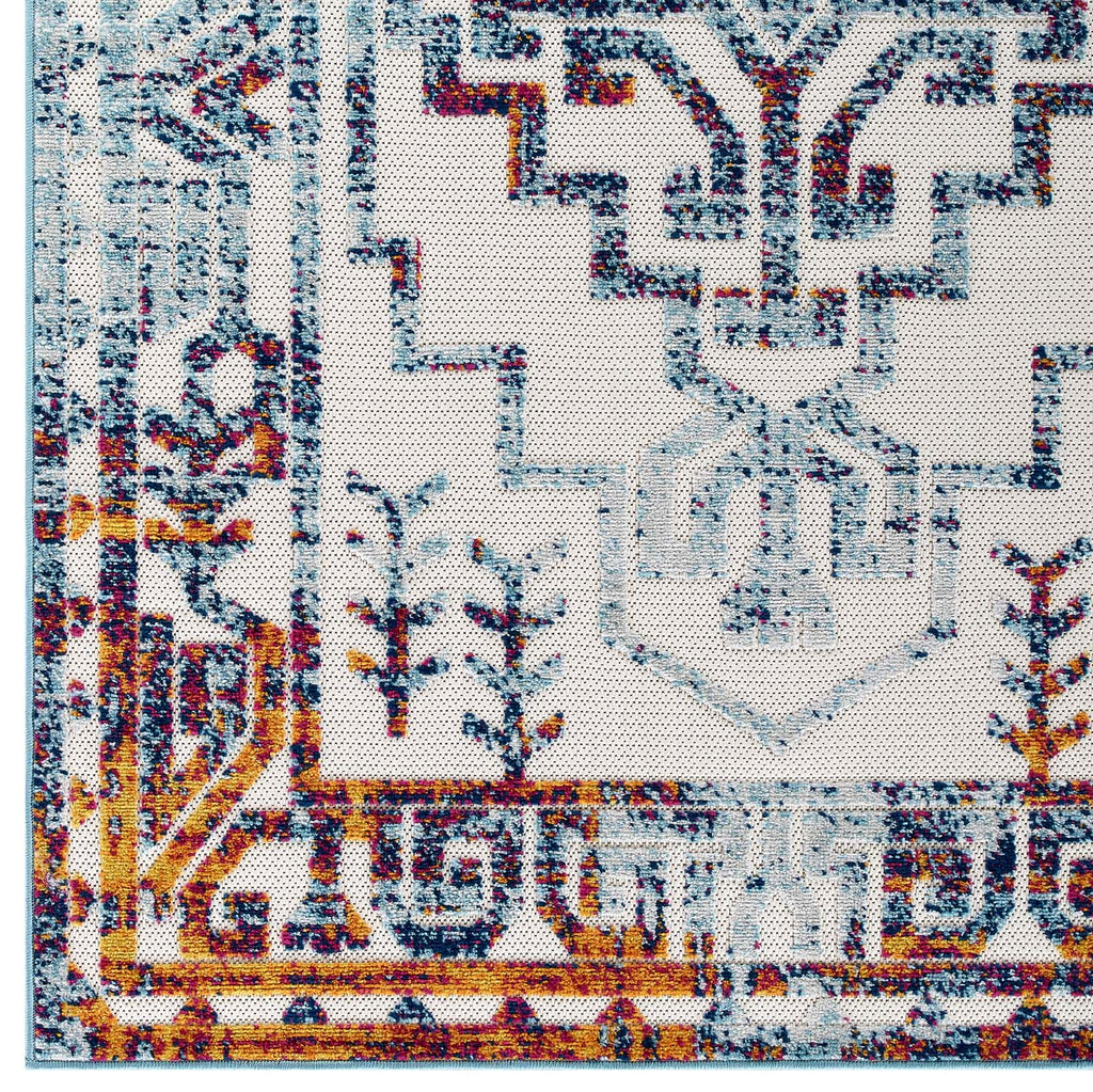 Reflect Nyssa Distressed Geometric Southwestern Aztec 5x8 Indoor/Outdoor Area Rug by Modway