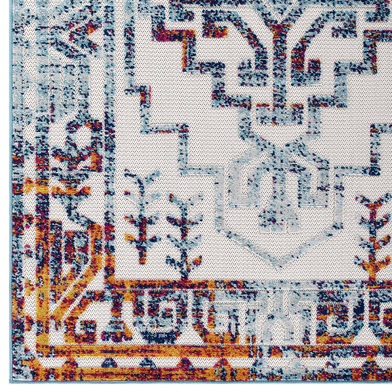 Reflect Nyssa Distressed Geometric Southwestern Aztec 5x8 Indoor/Outdoor Area Rug by Modway