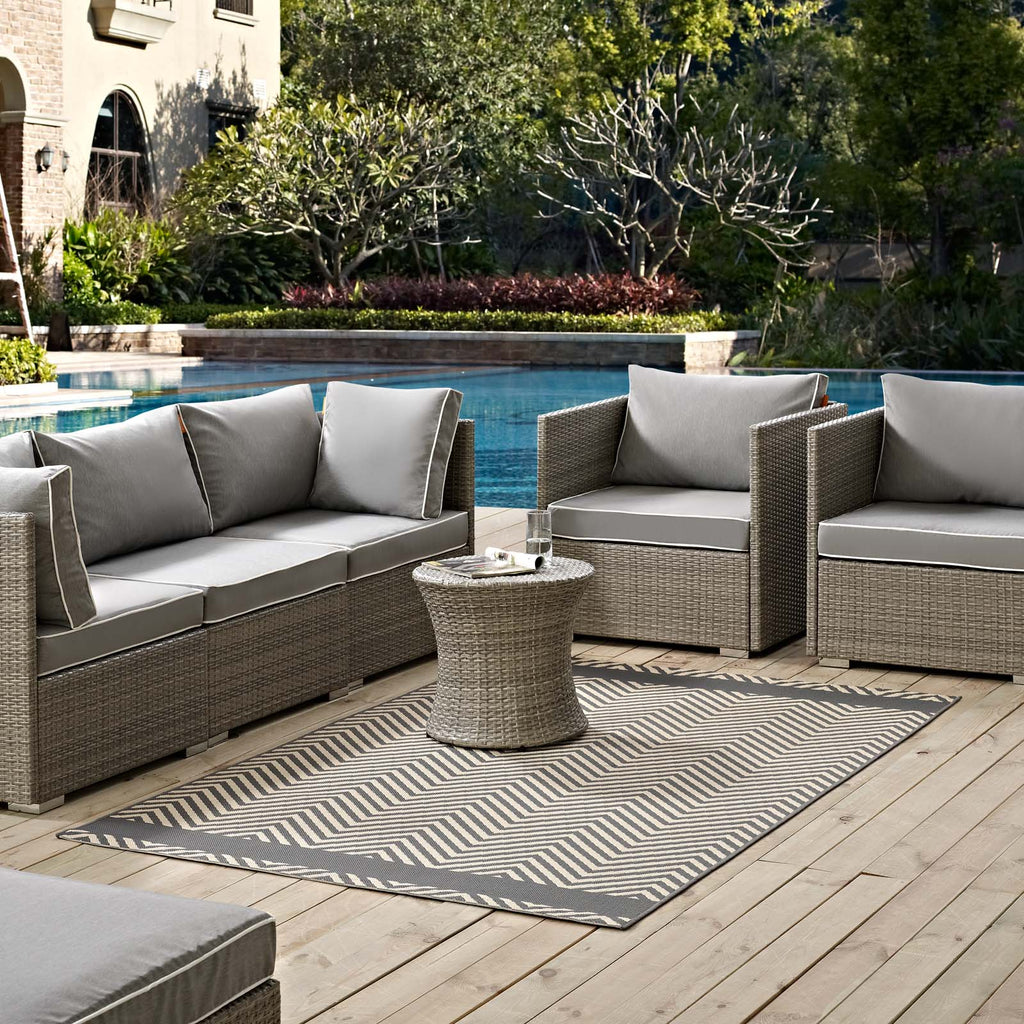 Optica Chevron With End Borders Indoor and Outdoor 5x8 Area Rug by Modway