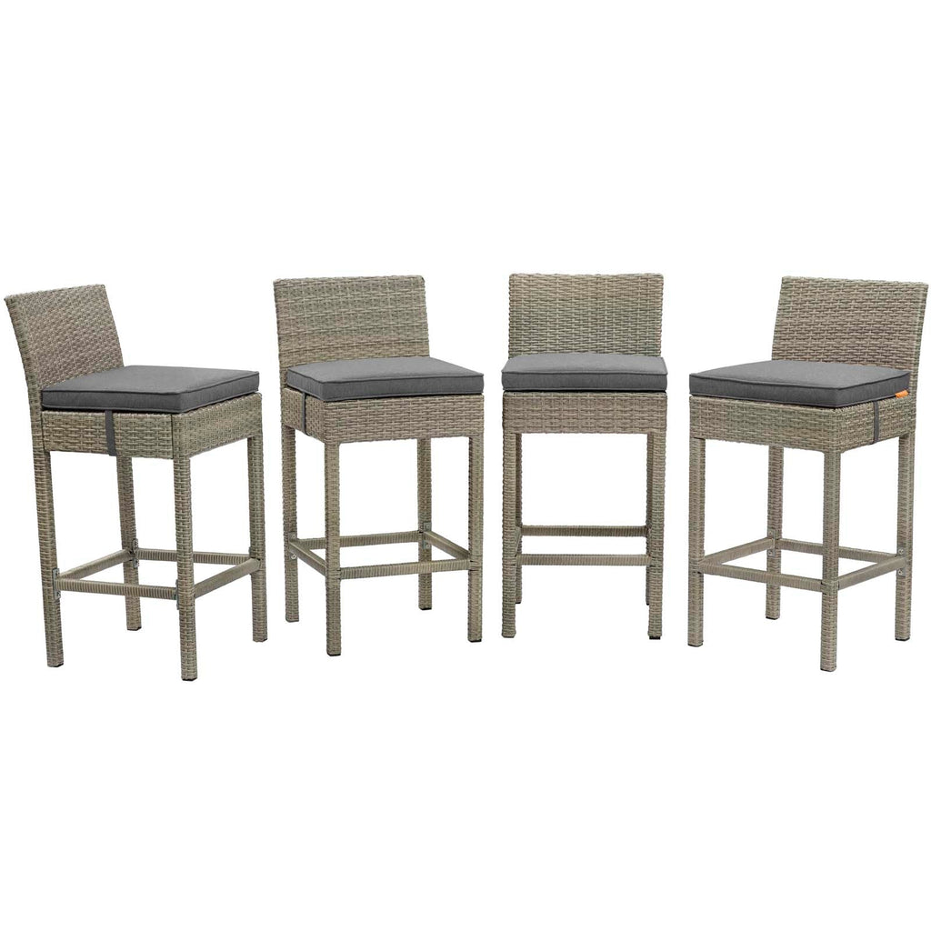 Conduit Outdoor Patio Wicker Rattan Bar Stool Set of 4 by Modway