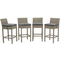 Conduit Outdoor Patio Wicker Rattan Bar Stool Set of 4 by Modway