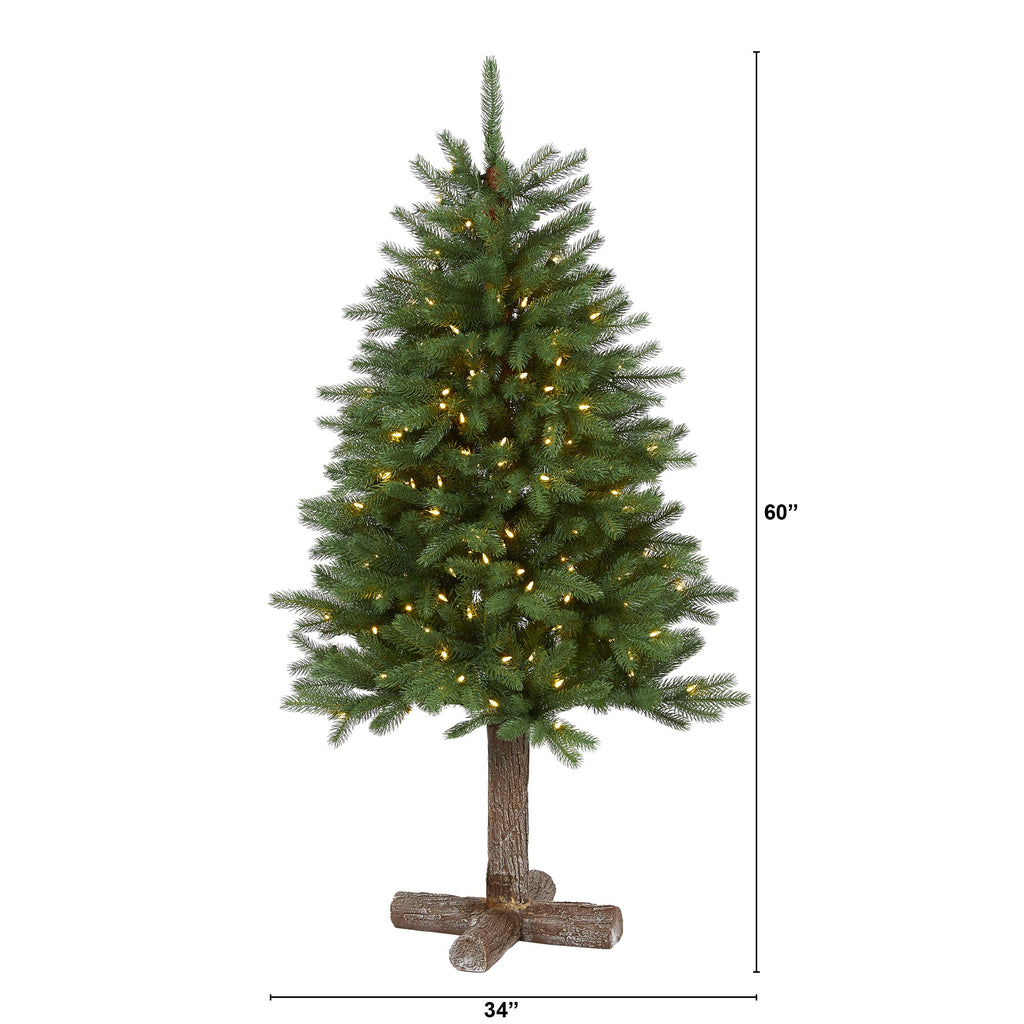 5' Napa Valley Pine Artificial Christmas Tree w/ 200 Warm White LED Lights