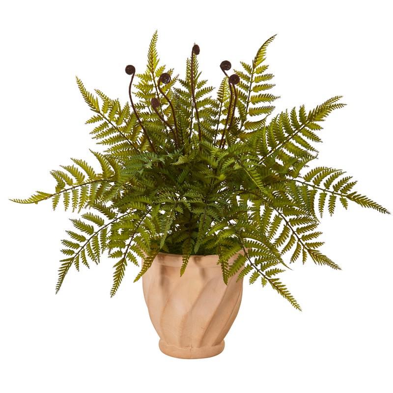 22"  Fern Artificial Plant in Orange Planter