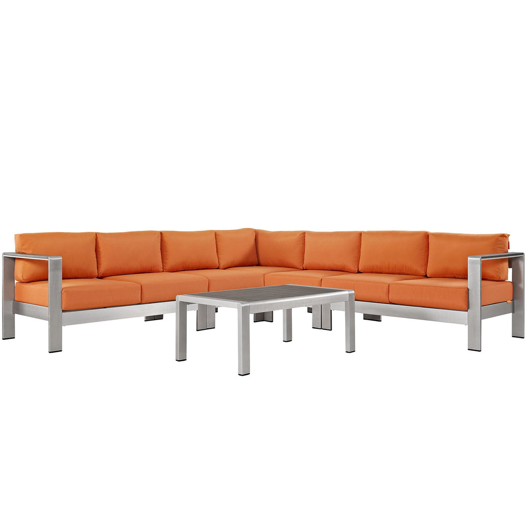 Shore 6 Piece Outdoor Patio Aluminum Sectional Sofa Set by Modway