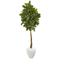 69"  Beech Leaf Artificial Tree in White Planter