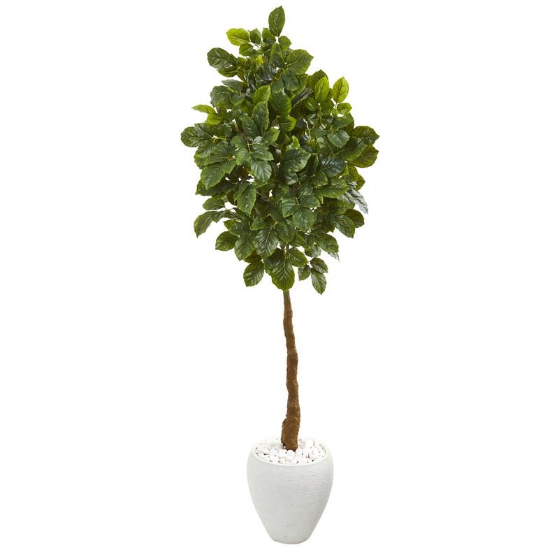 69"  Beech Leaf Artificial Tree in White Planter