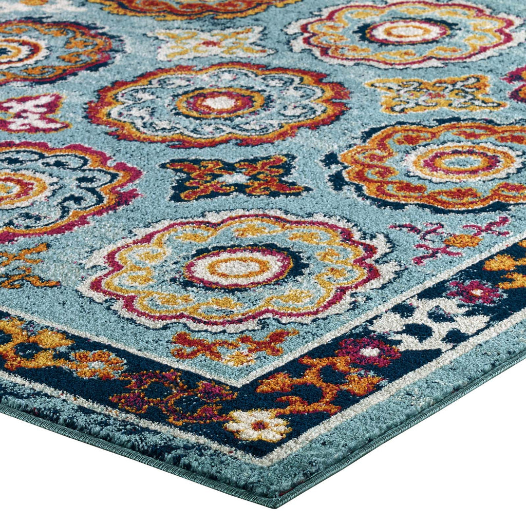 Entourage Odile Distressed Floral Moroccan Trellis 8x10 Area Rug by Modway
