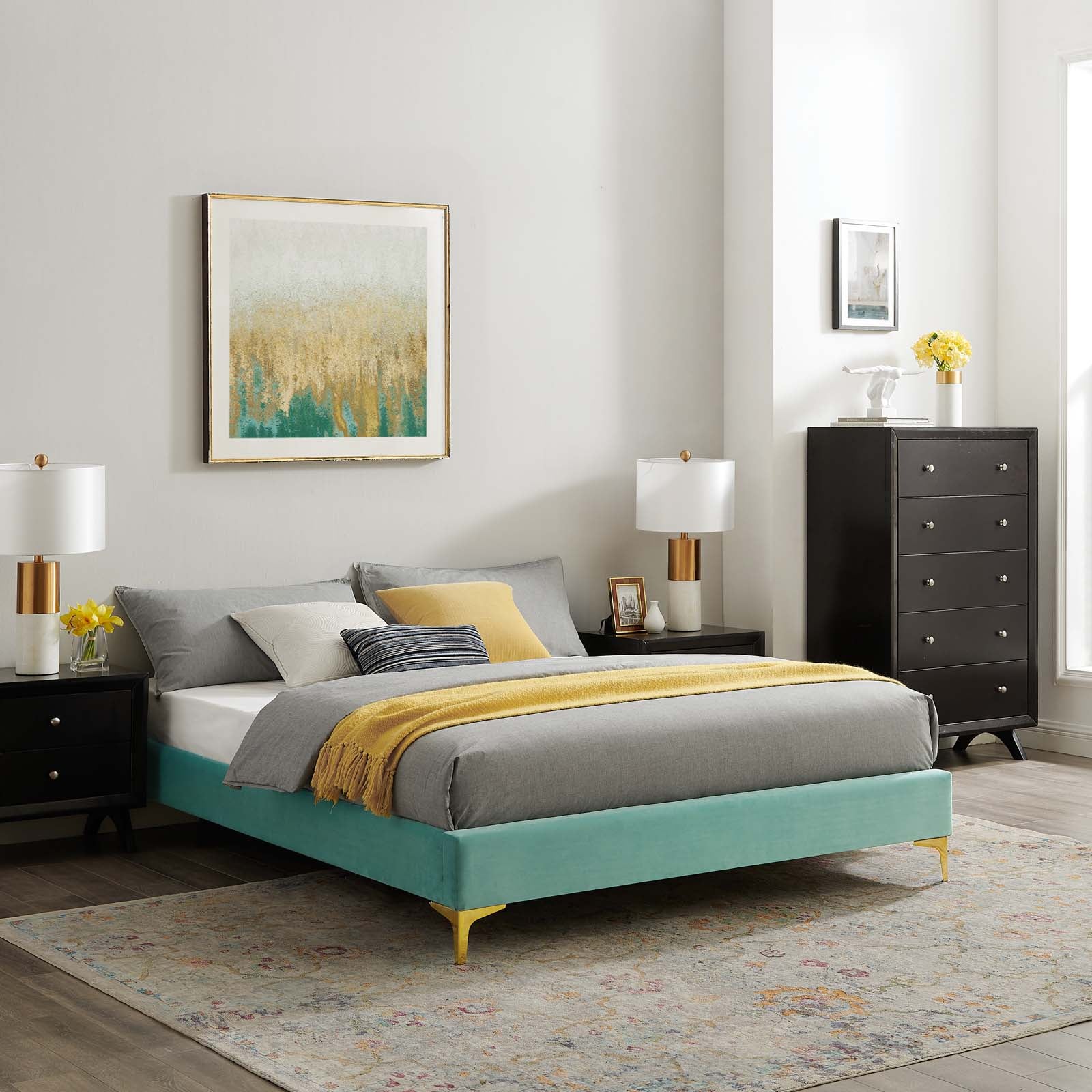 Sutton Performance Velvet King Bed Frame by Modway