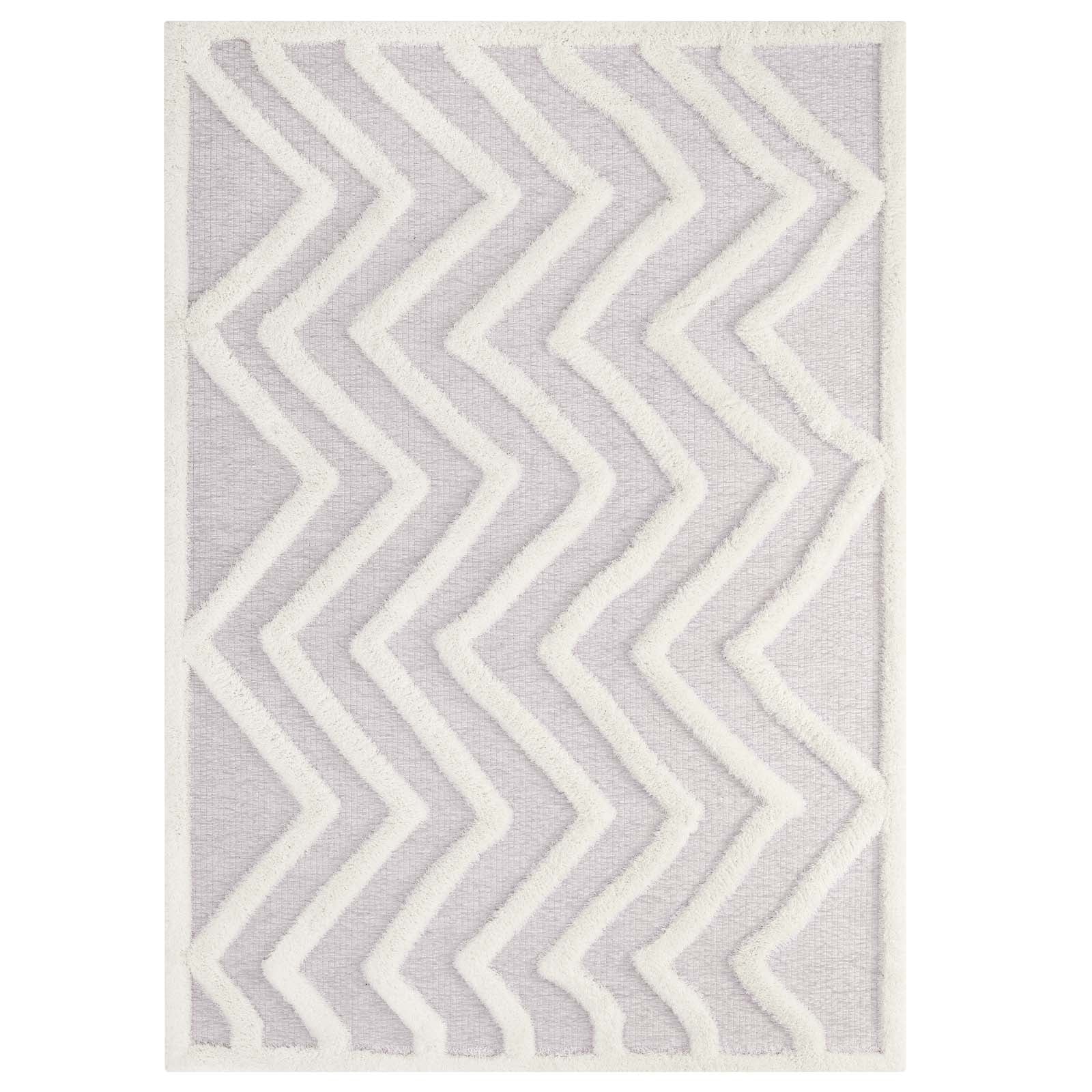 Whimsical Pathway Abstract Chevron Shag 5x8 Area Rug by Modway