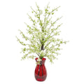 Cherry Blossom Artificial Arrangement in Ruby Vase