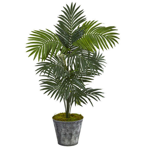 5' Kentia Artificial Palm Tree in Decorative Tin Bucket