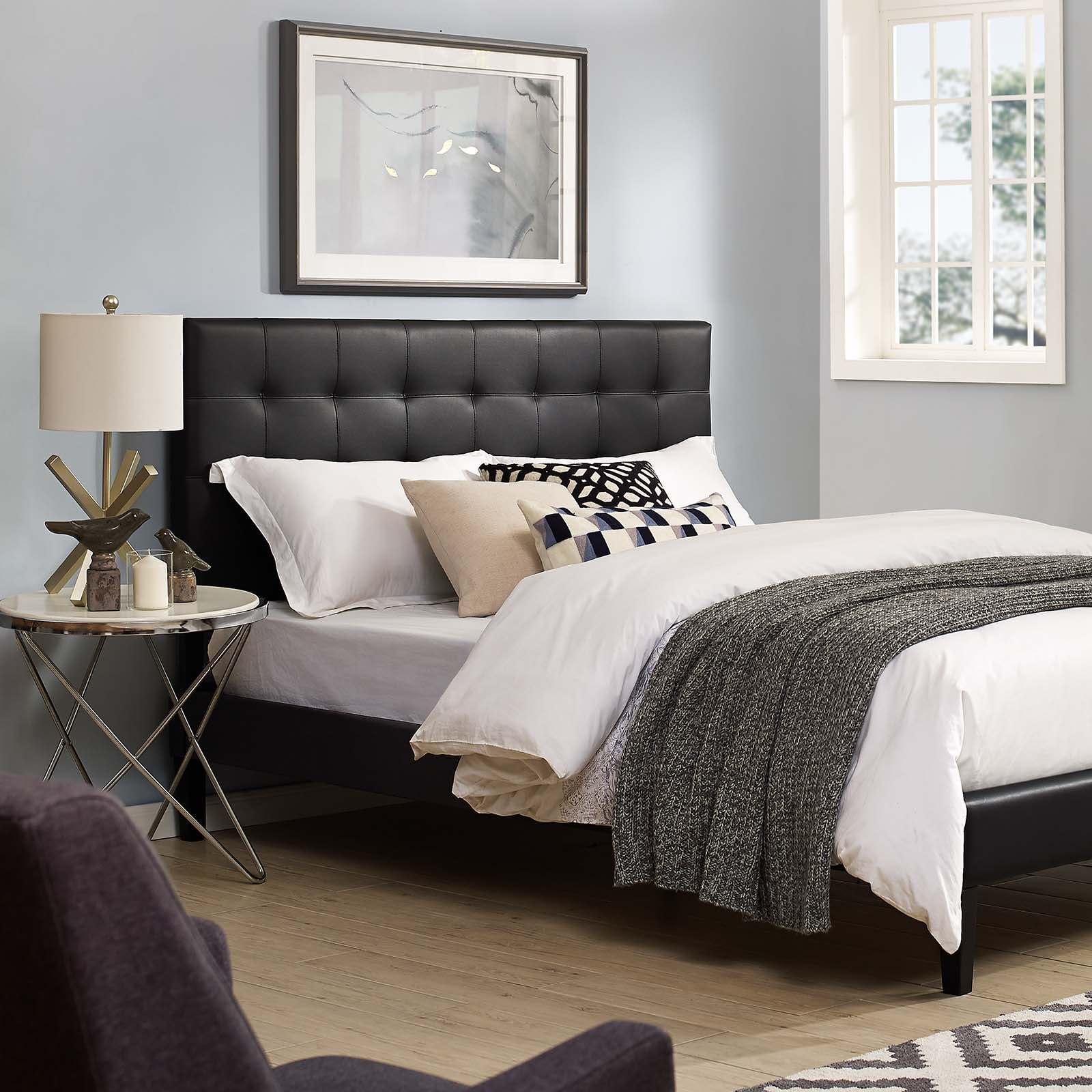 Paisley Tufted Upholstered Faux Leather King and California King Headboard by Modway