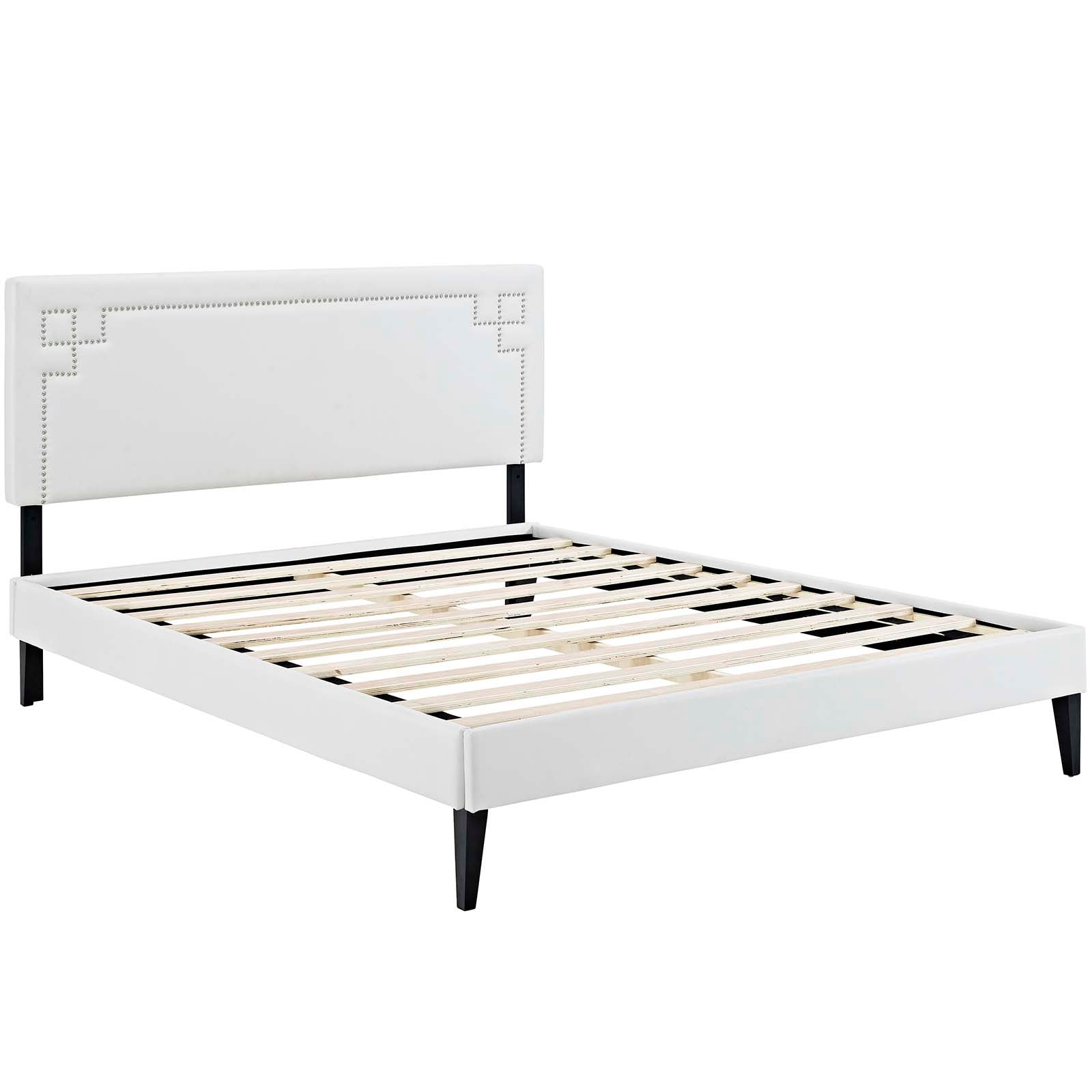 Ruthie Vinyl Queen Platform Bed with Squared Tapered Legs by Modway