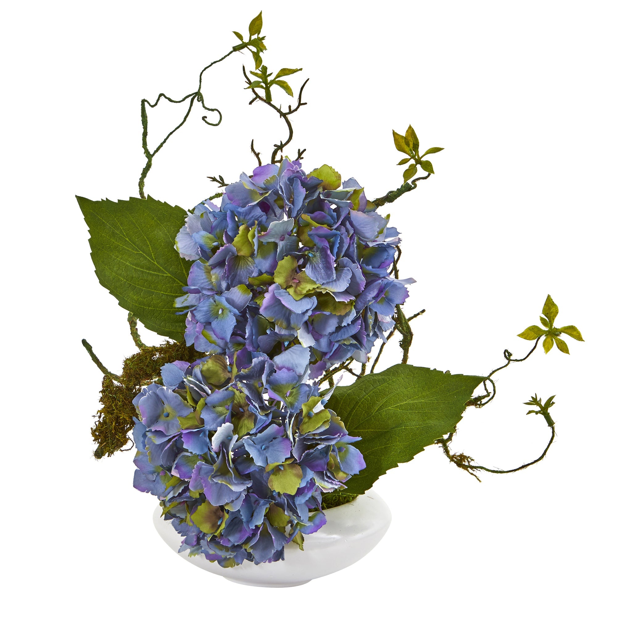13"  Hydrangea Artificial Arrangement in White Vase
