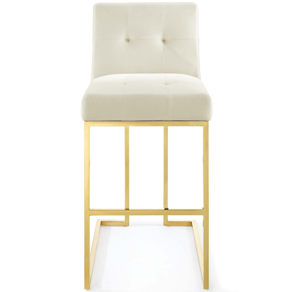 Privy Gold Stainless Steel Performance Velvet Bar Stool by Modway