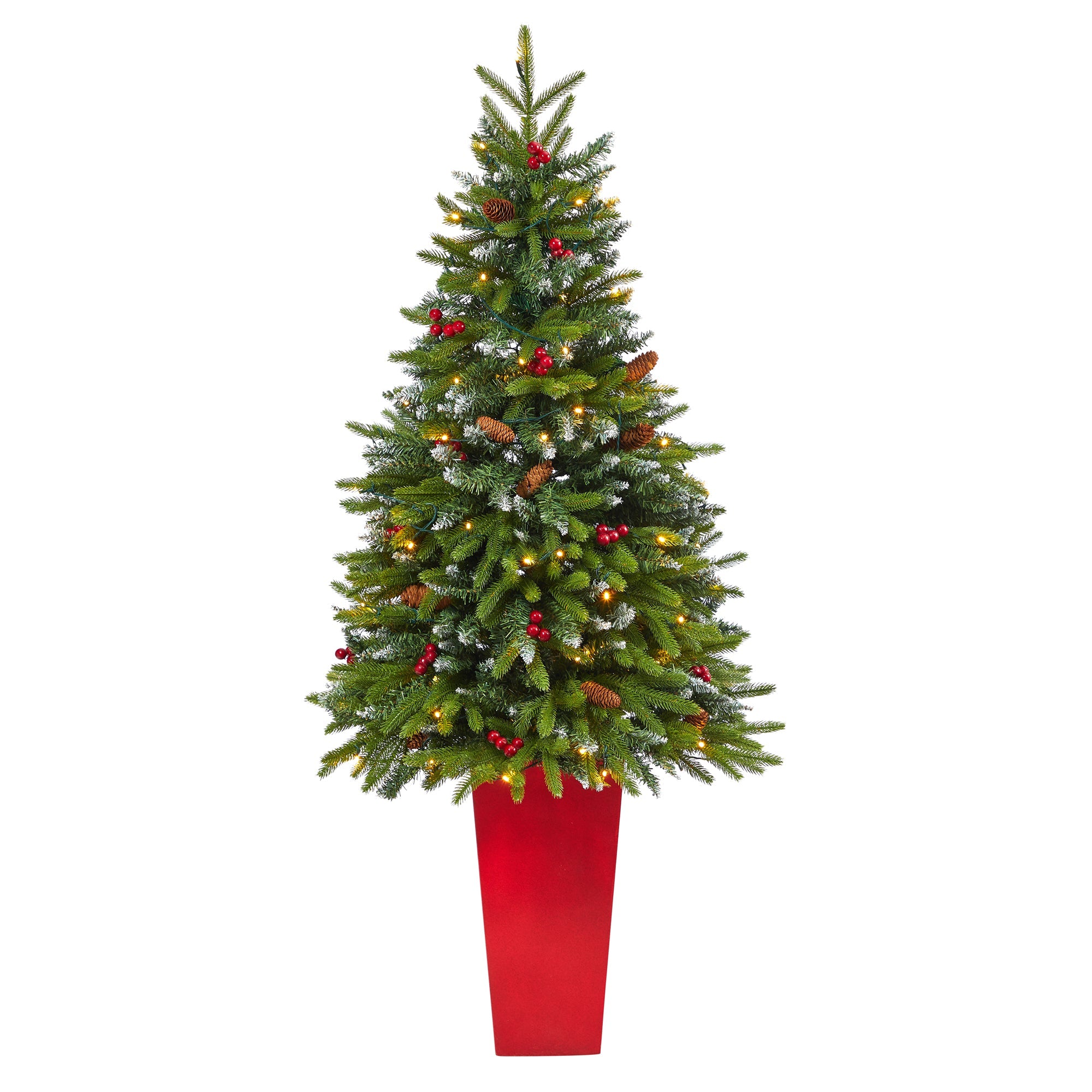 62' Snow Tipped Portl& Spruce Artificial Christmas Tree w/ Frosted Berries