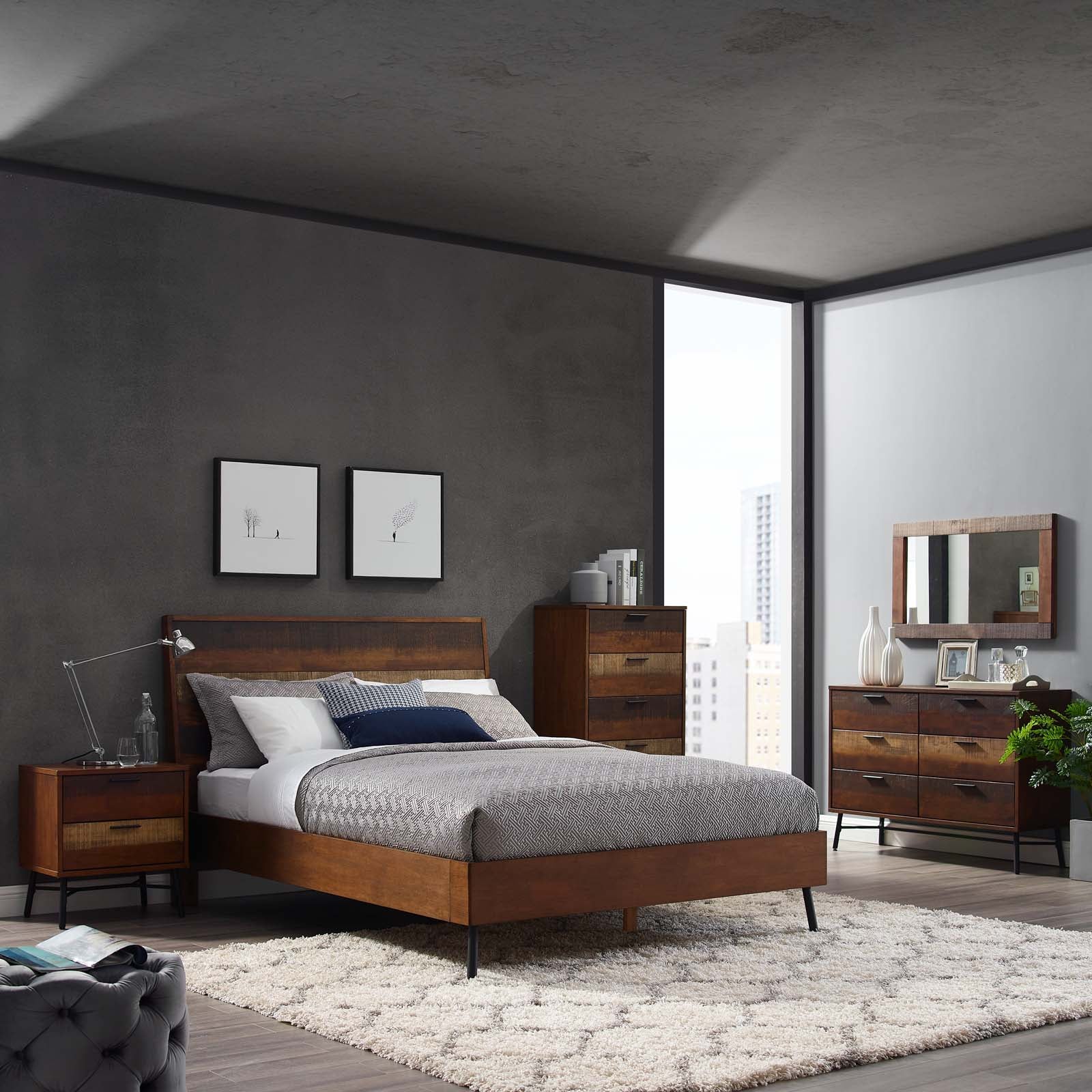 Arwen Queen Rustic Wood Bed by Modway