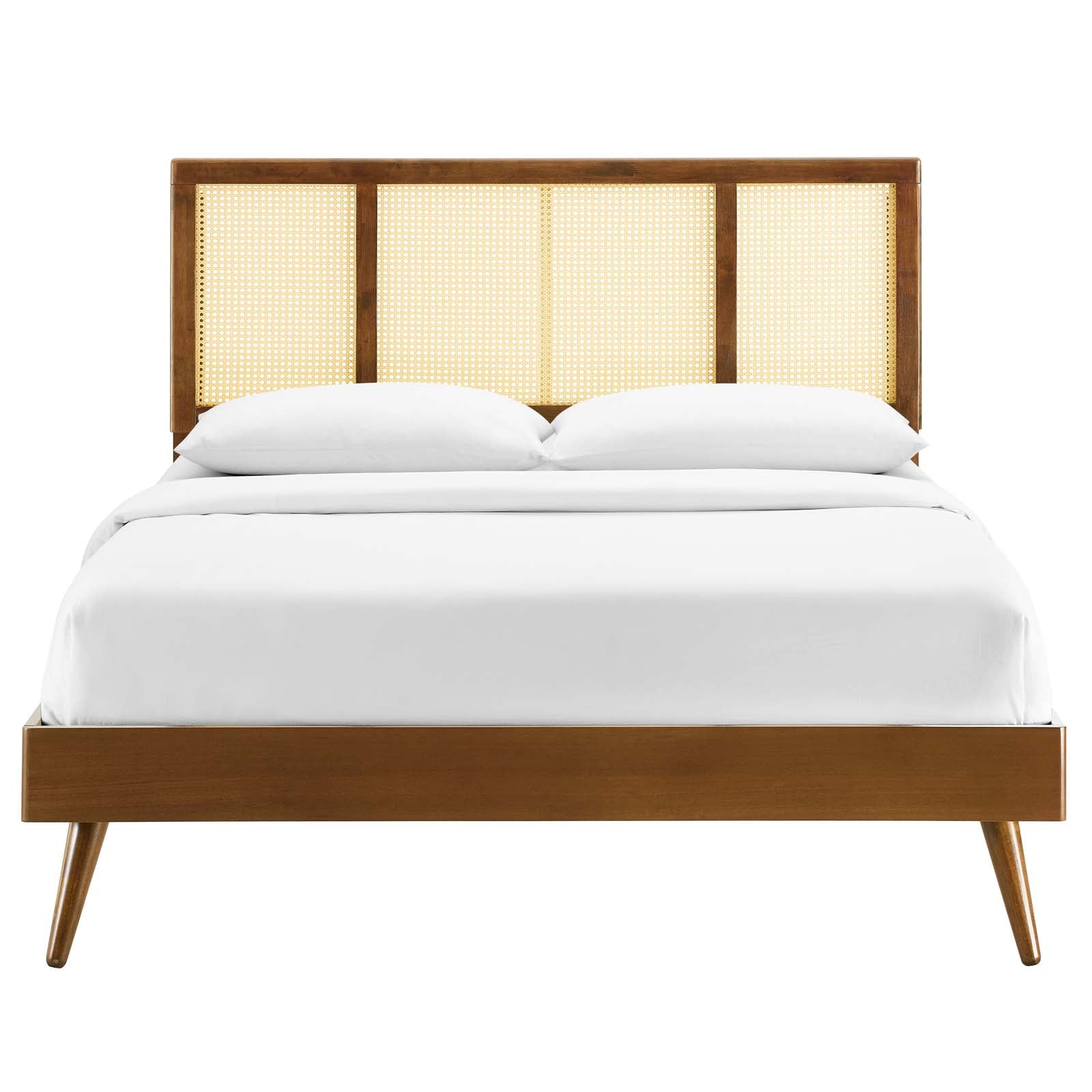 Kelsea Cane and Wood Queen Platform Bed With Splayed Legs by Modway