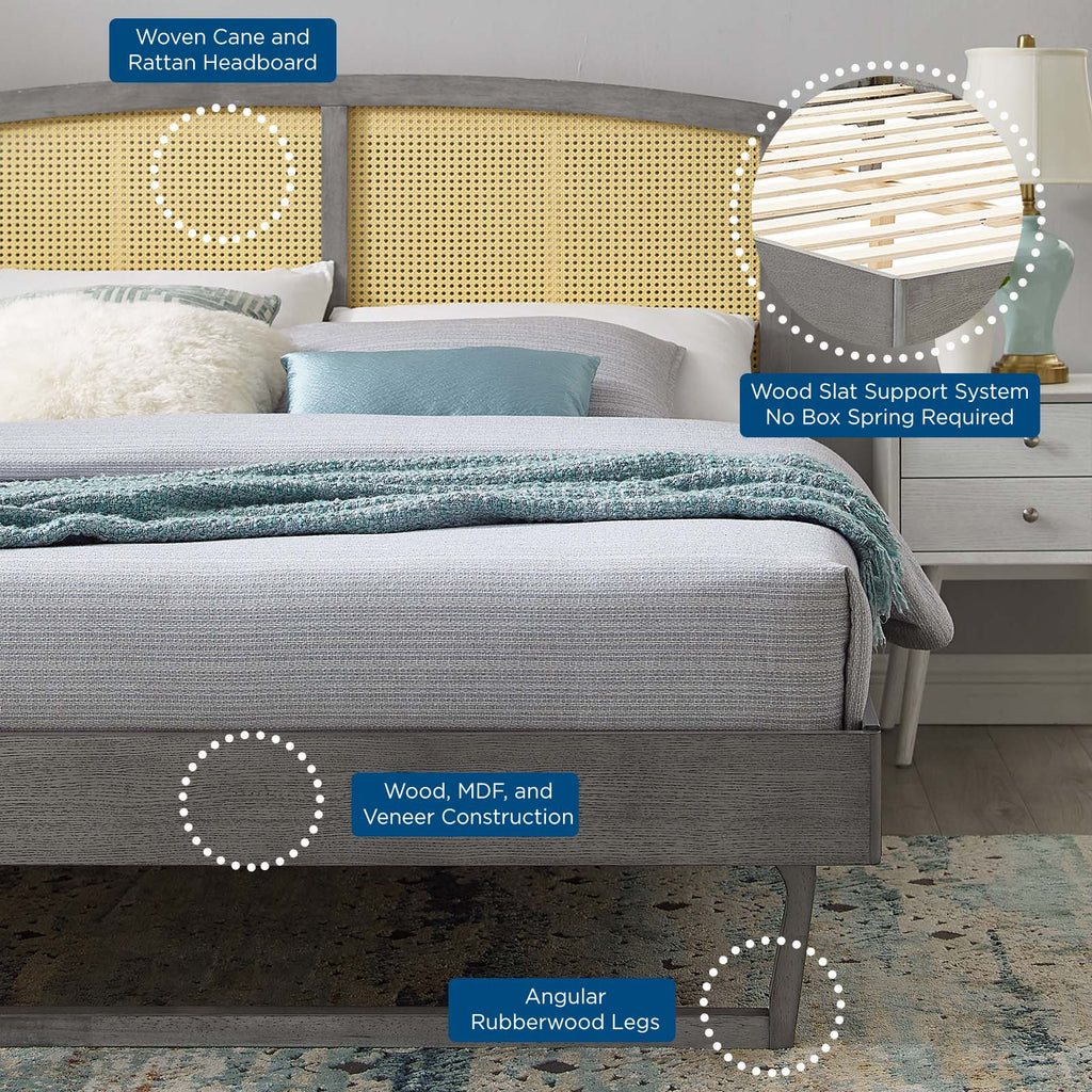 Sierra Cane and Wood Queen Platform Bed With Angular Legs by Modway