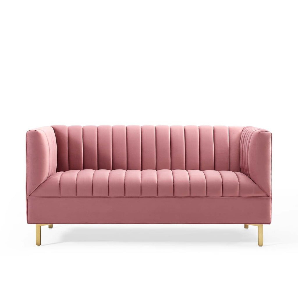 Shift Channel Tufted Performance Velvet Loveseat by Modway