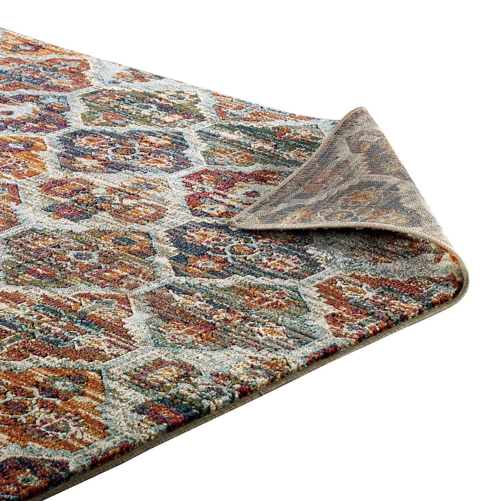 Tribute Azalea Distressed Vintage Floral Lattice 5x8 Area Rug by Modway
