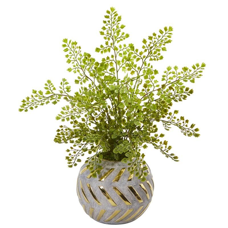 17"  Maiden Hair Artificial Plant in Decorative Vase