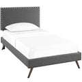 Macie Twin Fabric Platform Bed with Round Splayed