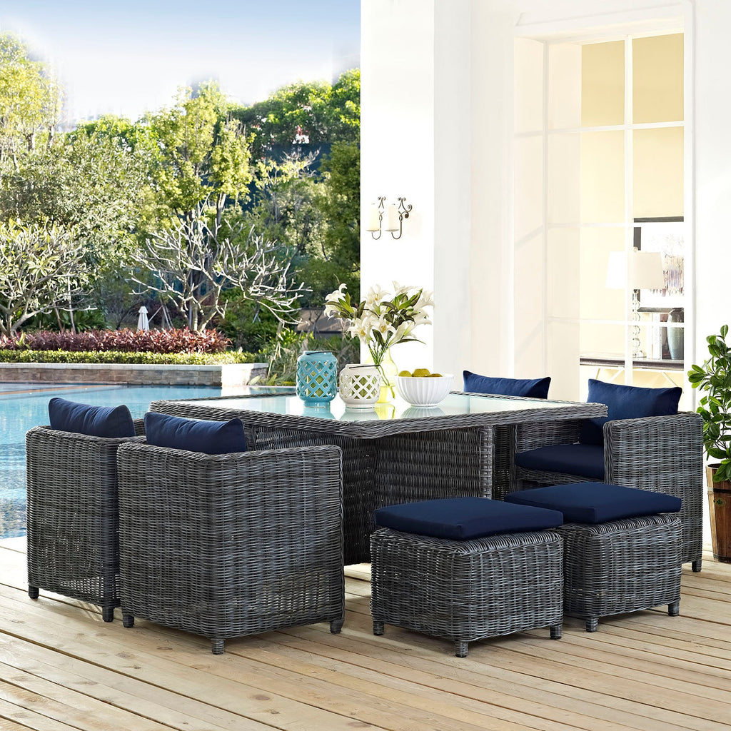 Summon 9 Piece Outdoor Patio Sunbrella¨ Dining Set by Modway
