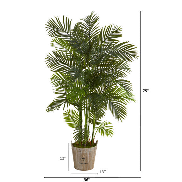 75" Areca Palm Artificial Tree in Farmhouse Planter