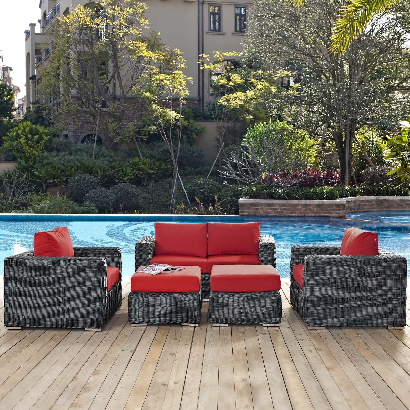 Summon 5 Piece Outdoor Patio Sunbrella¨ Sectional Set by Modway