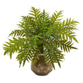 24"  Hares Foot Fern Artificial Plant in Vase (Real Touch)