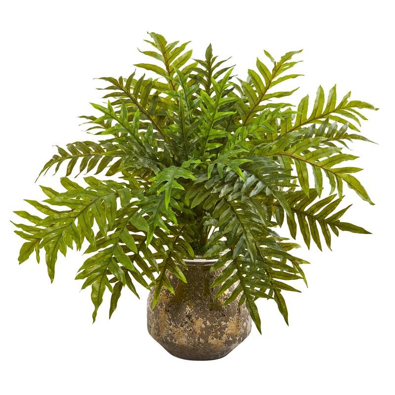 24"  Hares Foot Fern Artificial Plant in Vase (Real Touch)