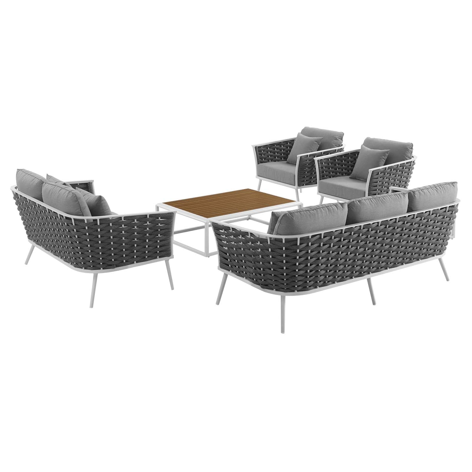 Stance 5 Piece Outdoor Patio Aluminum Sectional Sofa Set by Modway