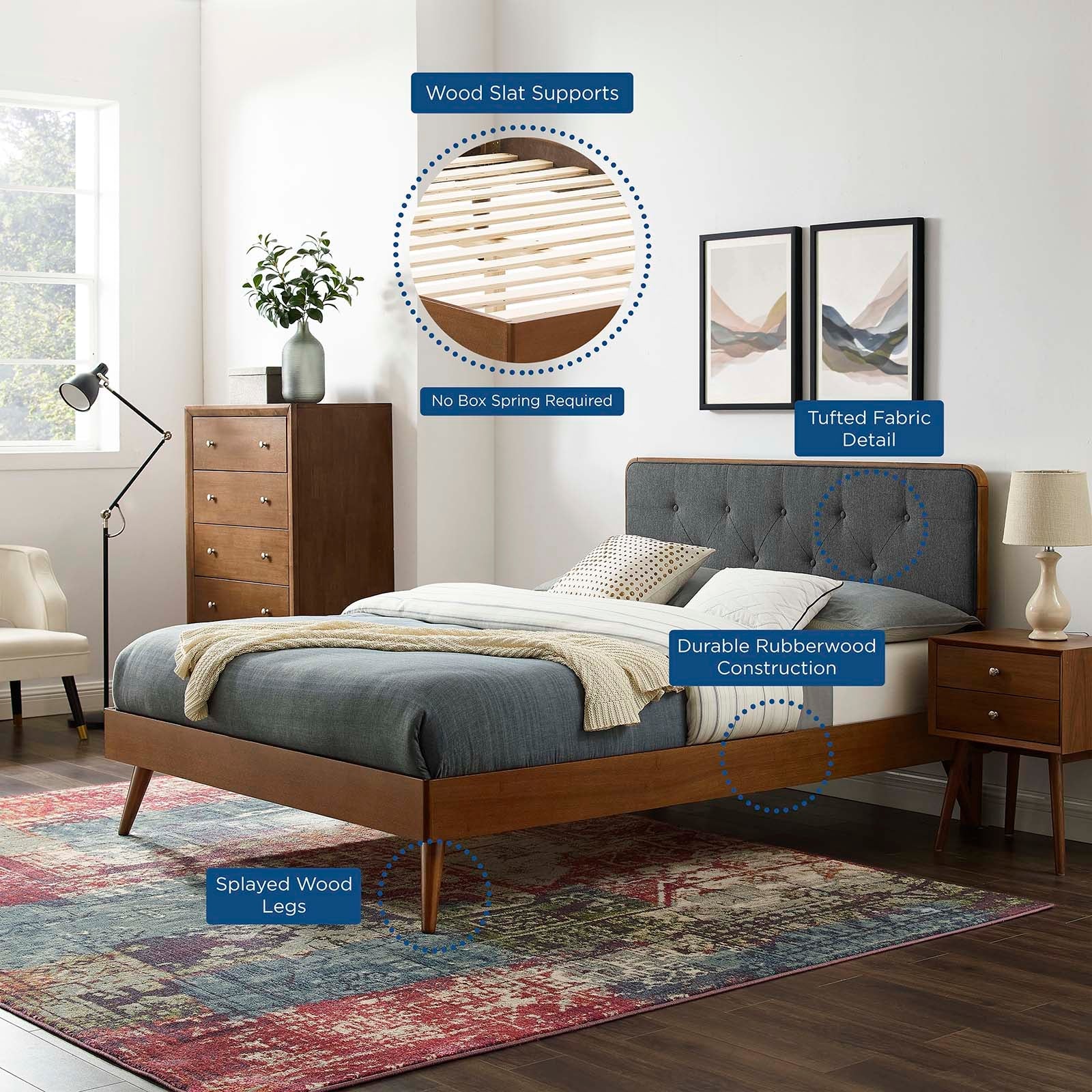 Bridgette Wood Full Platform Bed With Splayed Legs by Modway