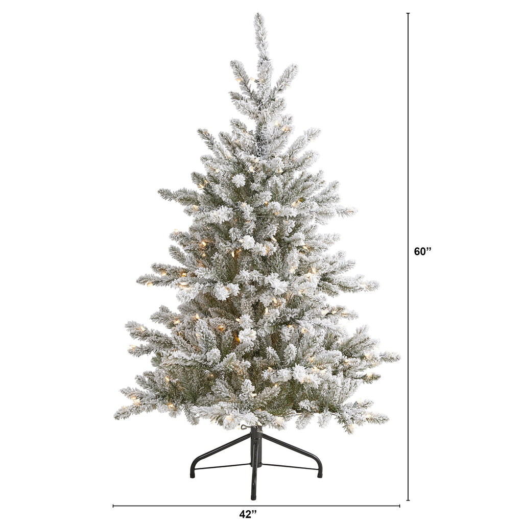 5' Flocked West Virginia Spruce Artificial Christmas Tree with 200 Clear Lights