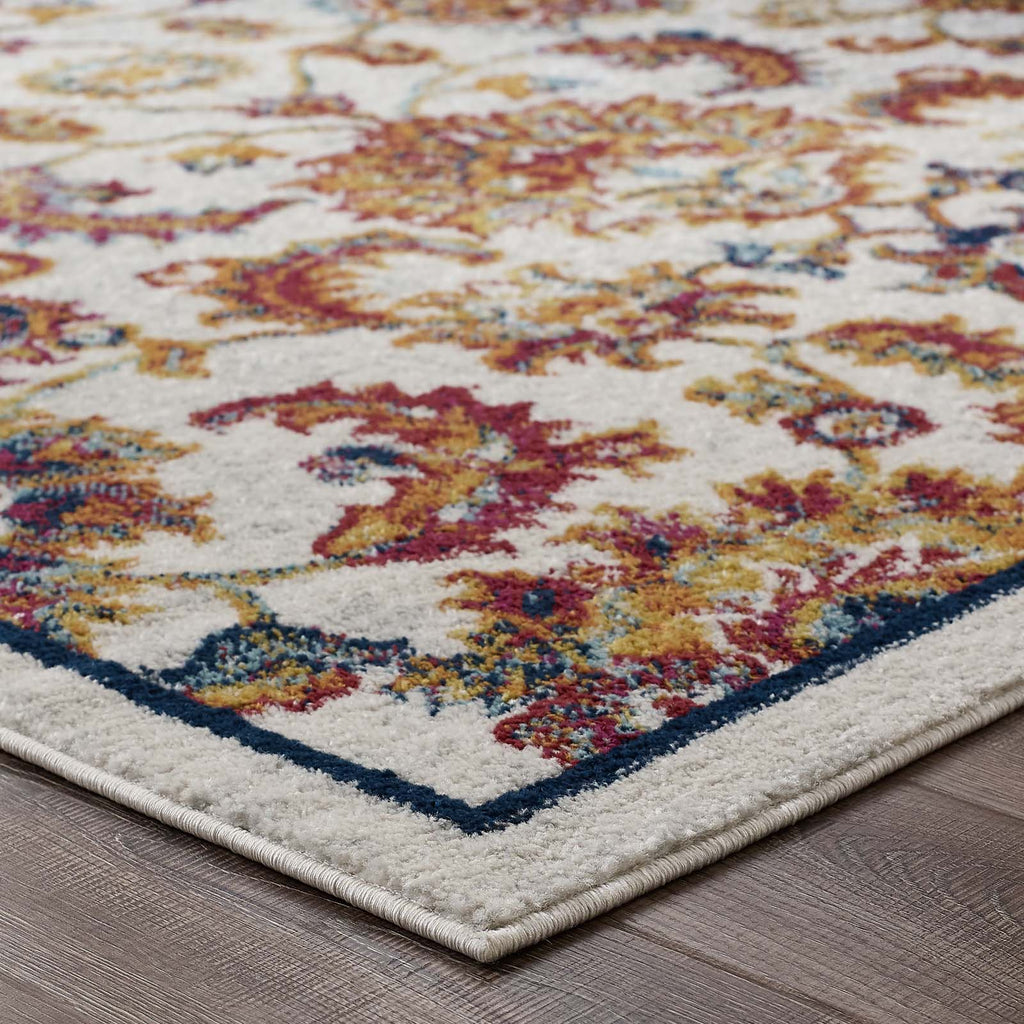 Entourage Azami Distressed Vintage Floral Lattice 5x8 Area Rug by Modway