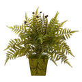 19"  Fern Artificial Plant in Green Planter