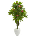 5.5' Plumeria Artificial Tree in White Planter UV Resistant (Indoor/Outdoor)