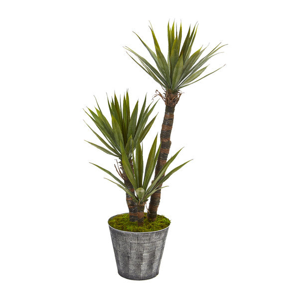 52" Yucca Artificial Tree in Embossed Black Planter