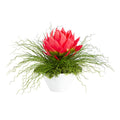 26" Musella and Grass Artificial Arrangement in White Vase
