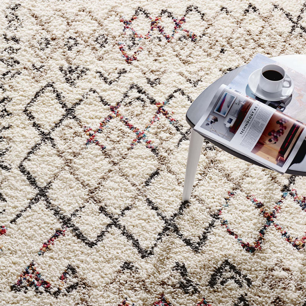 Skadi Rainbow Diamond Shag Area Rug in Multicolor