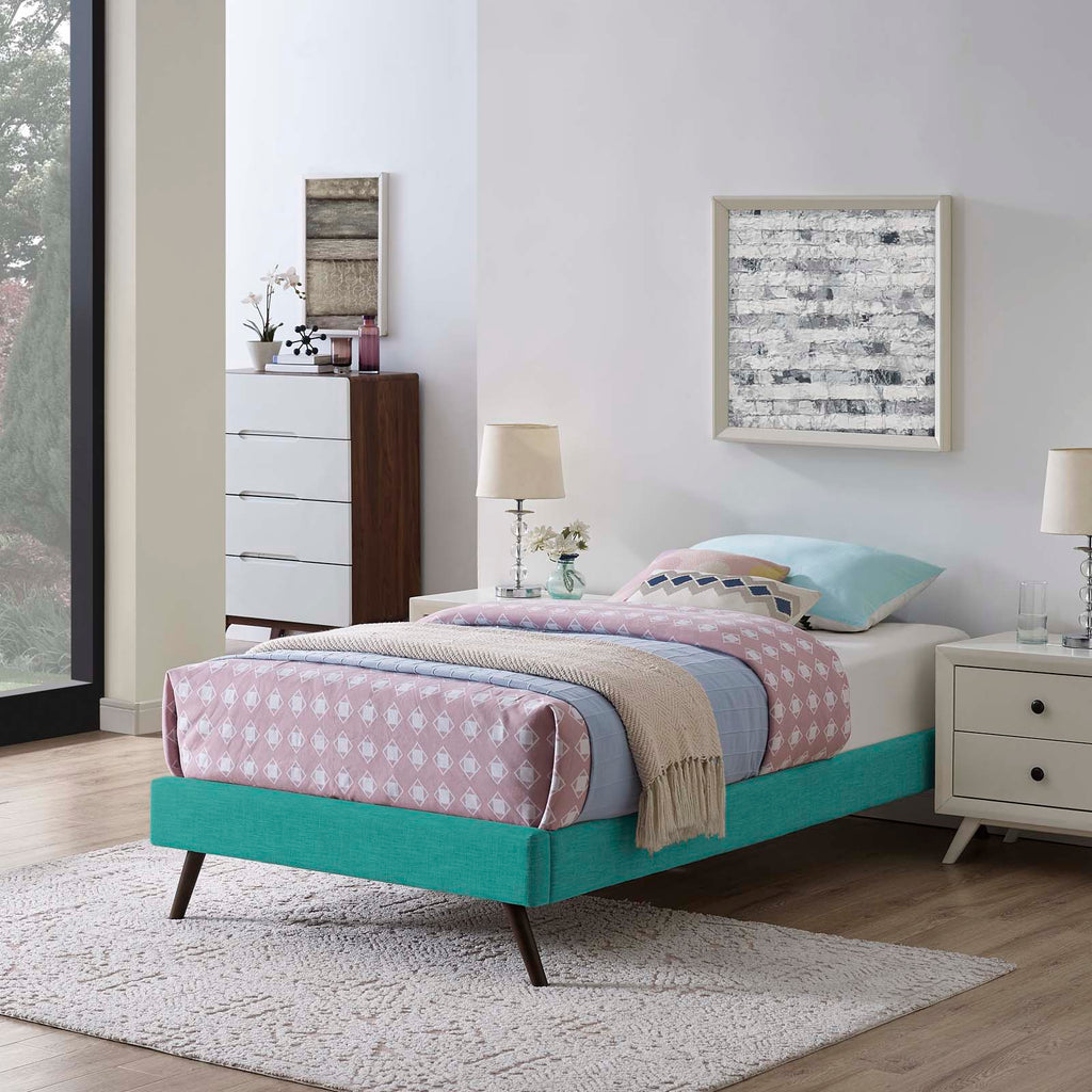 Loryn Fabric Twin Bed Frame with Round Splayed Legs by Modway