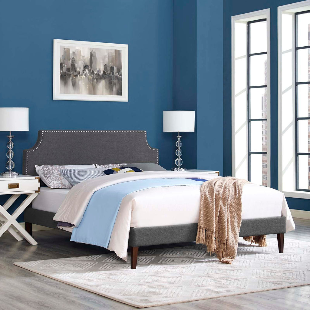 Corene Full Fabric Platform Bed with Squared Taper