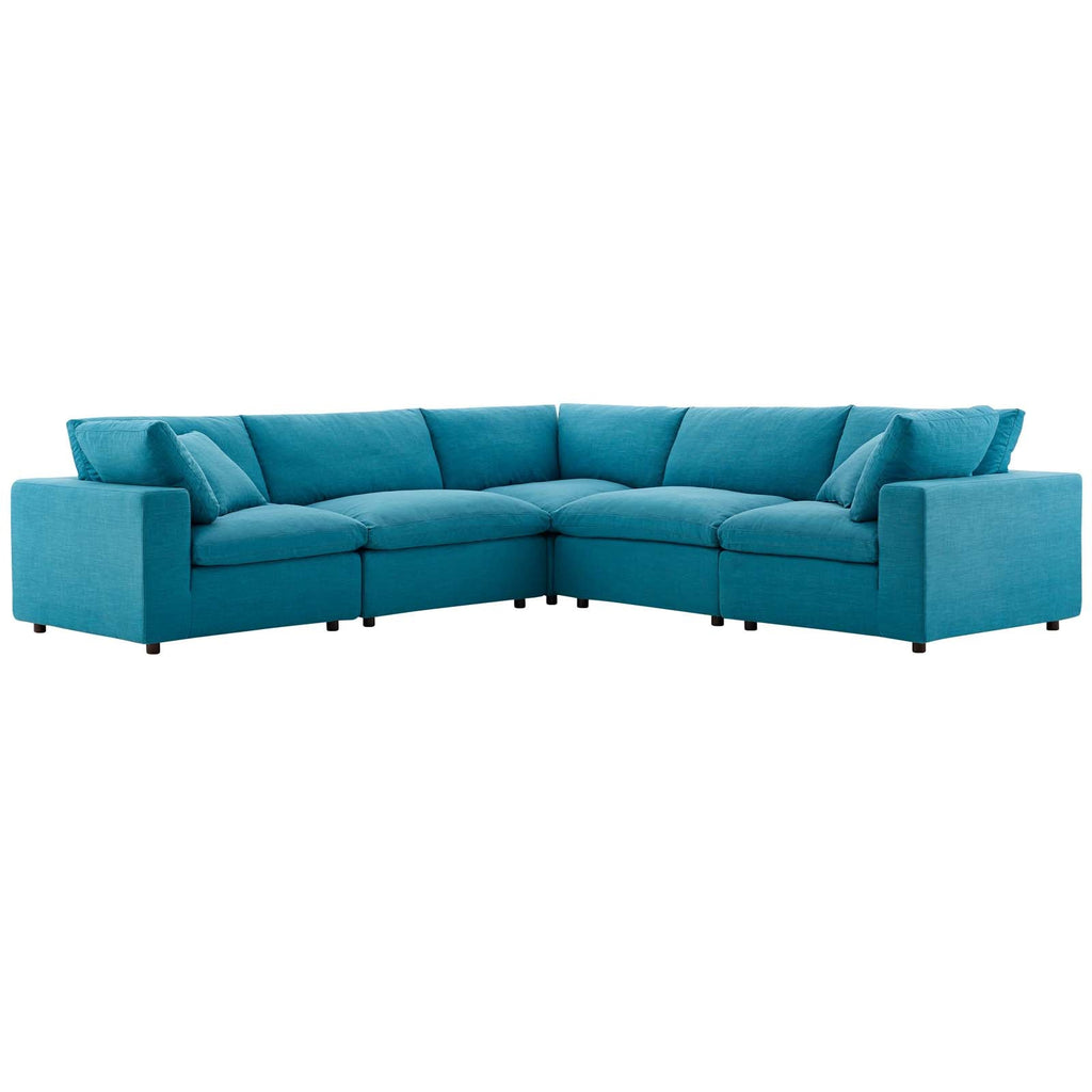 Commix 5 Piece Down Filled Overstuffed Sectional Sofa by Modway