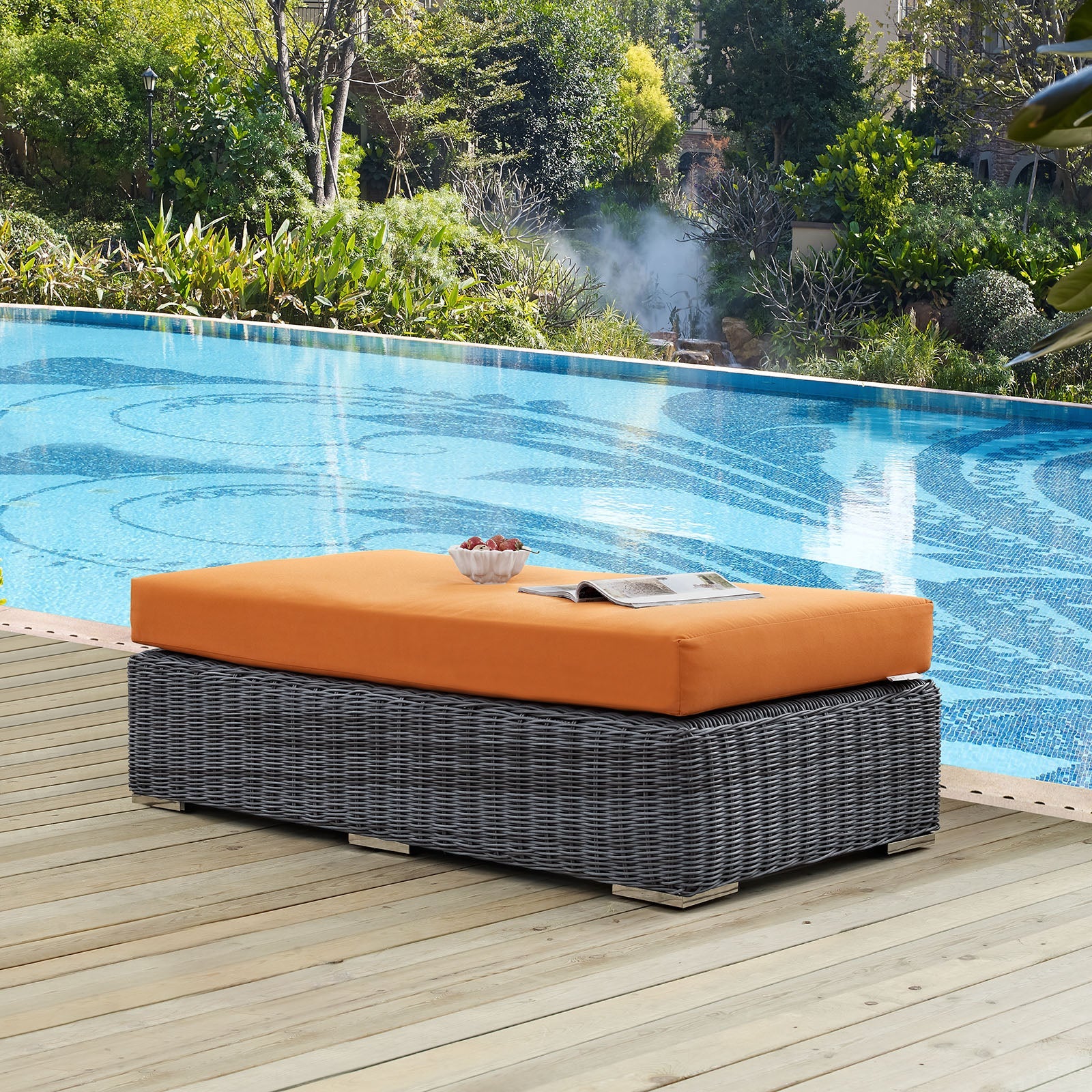 Summon Outdoor Patio Sunbrella¨ Rectangle Ottoman by Modway