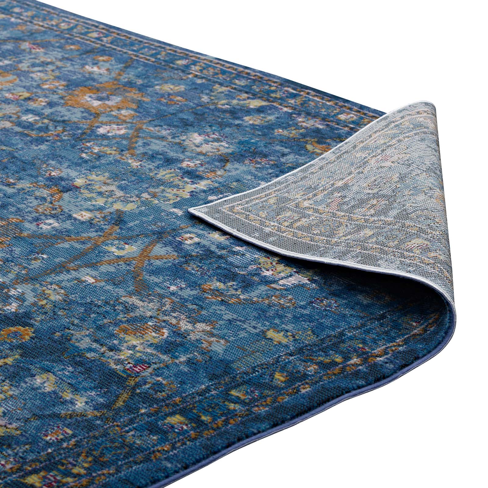 Minu Distressed Floral Lattice 5x8 Area Rug by Modway