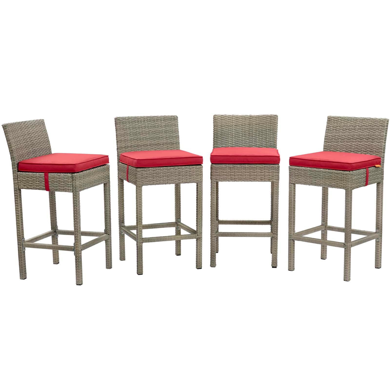 Conduit Outdoor Patio Wicker Rattan Bar Stool Set of 4 by Modway