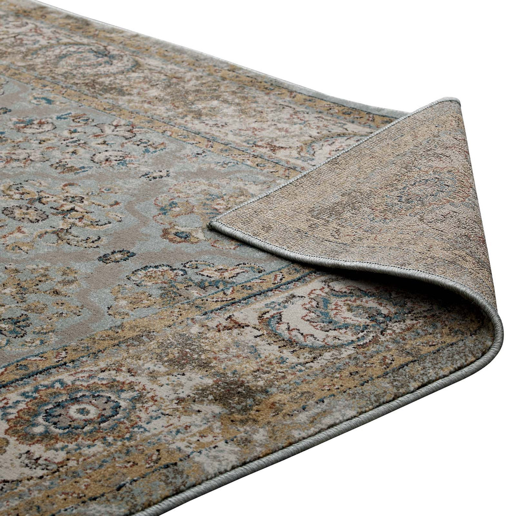 Hisa Distressed Vintage Floral Lattice 5x8 Area Rug by Modway