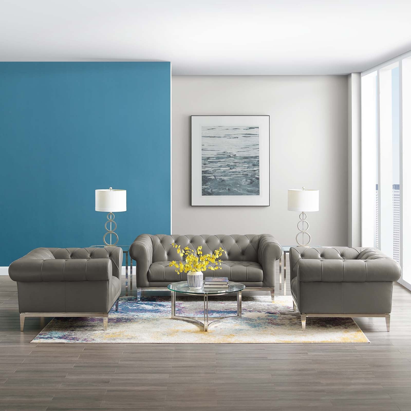 Idyll 3 Piece Tufted Upholstered Leather Set by Modway
